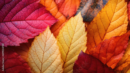 Colorful autumn leaves in different colors.
