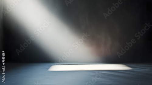Empty light dark wall with beautiful chiaroscuro. Minimalist background for product presentation, mock up. photo