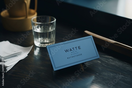 Blue Waite business card with clean layout design. Generative AI photo