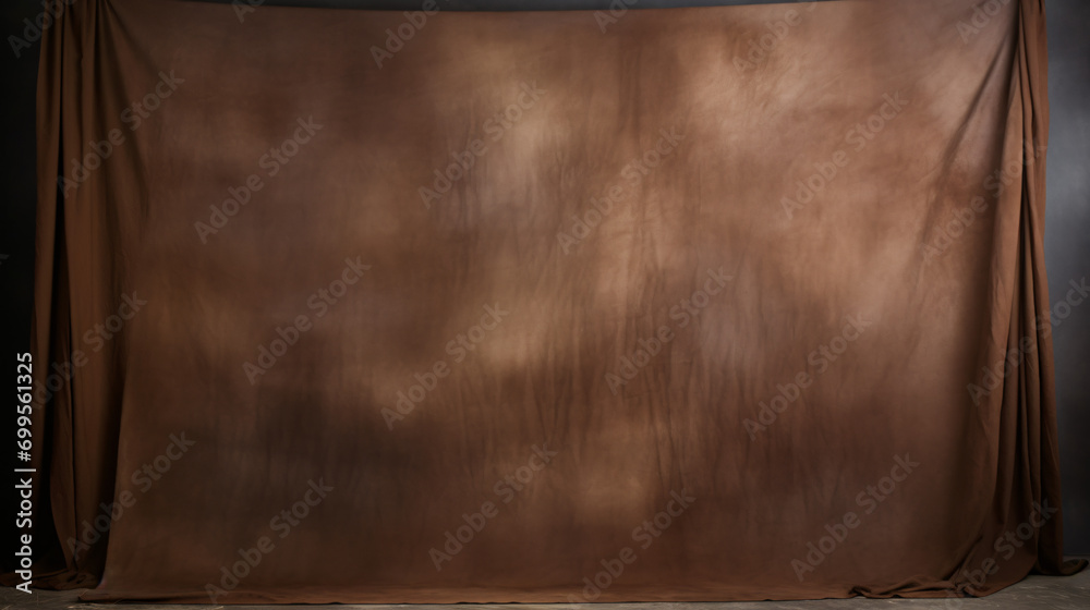 Dark brown painted canvas or muslin cloth backdrop - obrazy, fototapety, plakaty 