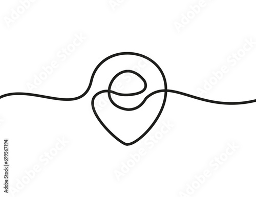 A single-line drawing of a geolocation. Continuous line geolocation icon. One line icon.