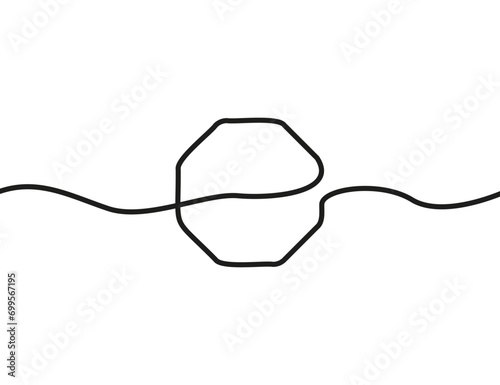 A single-line drawing of a hexagon. Continuous line hexagon icon. One line icon.