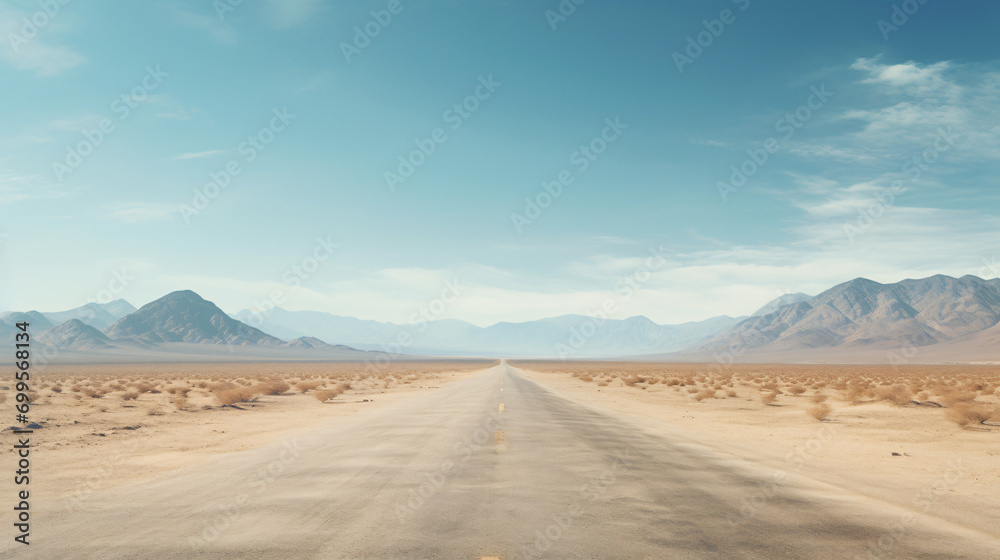 Empty road in the desert depicting textures of asphalt