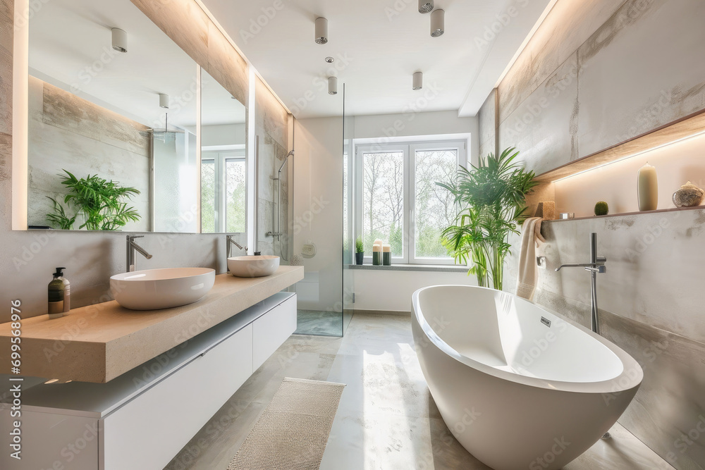 Fototapeta premium interior of a modern bathroom in light colors