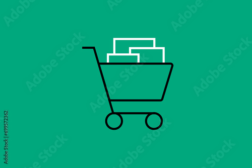 a full basket of goods illustration in flat style design. Vector illustration.	