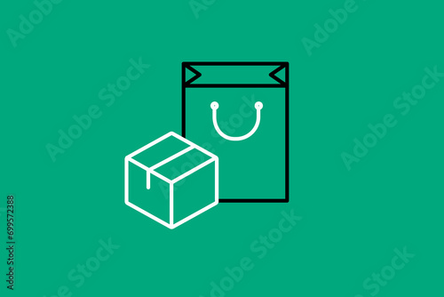 delivery of purchases illustration in flat style design. Vector illustration.	