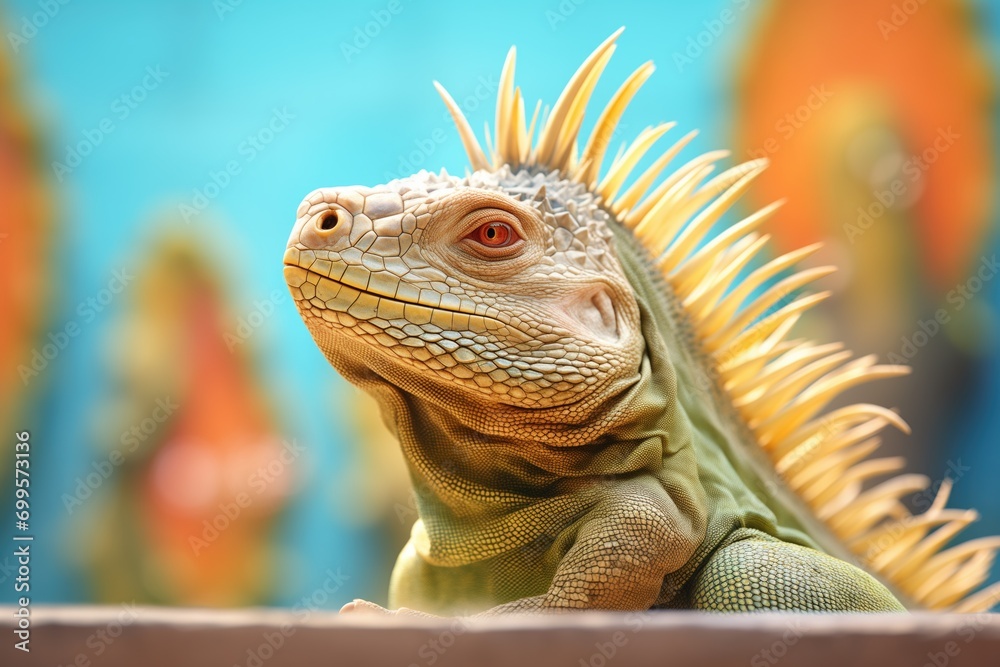 Fototapeta premium iguana by a cactus on sunny day