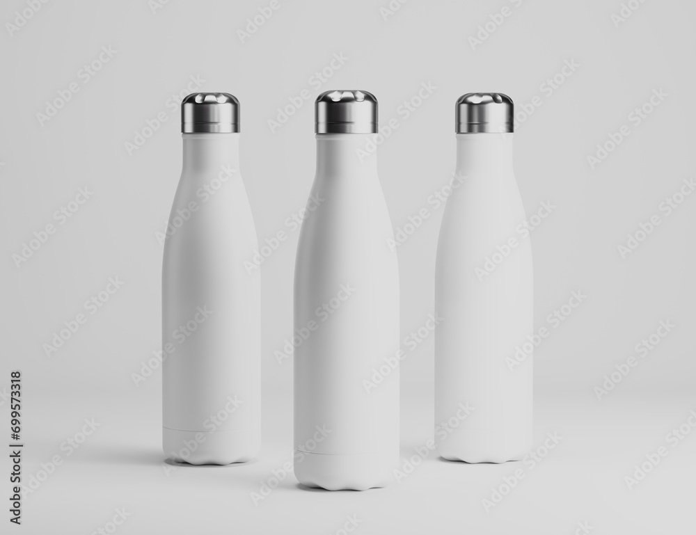 Metal bottle mock-up. Sport metal bottle template on studio background. Metal bottle mock-up. Sport metal bottle template on studio background.