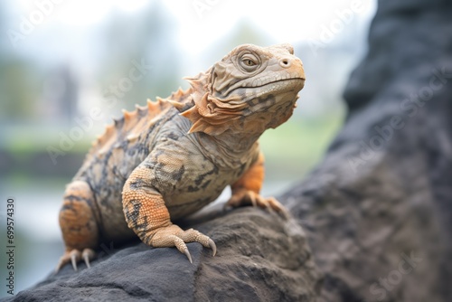 uromastyx on a rocky tree outcrop