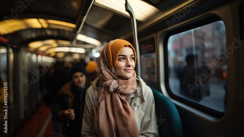 portrait of a young arab woman in the subway