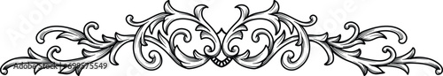 Damask ornamental Black and white filigree calligraphic vector. Vintage Baroque luxury frame engraving ornament Wedding Decoration. Flourish ornament leaf engraved retro pattern decorative design. 