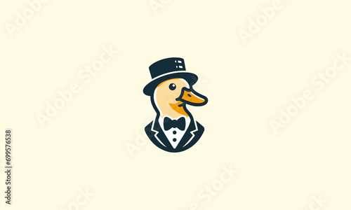 head duck wearing top hat vector logo design