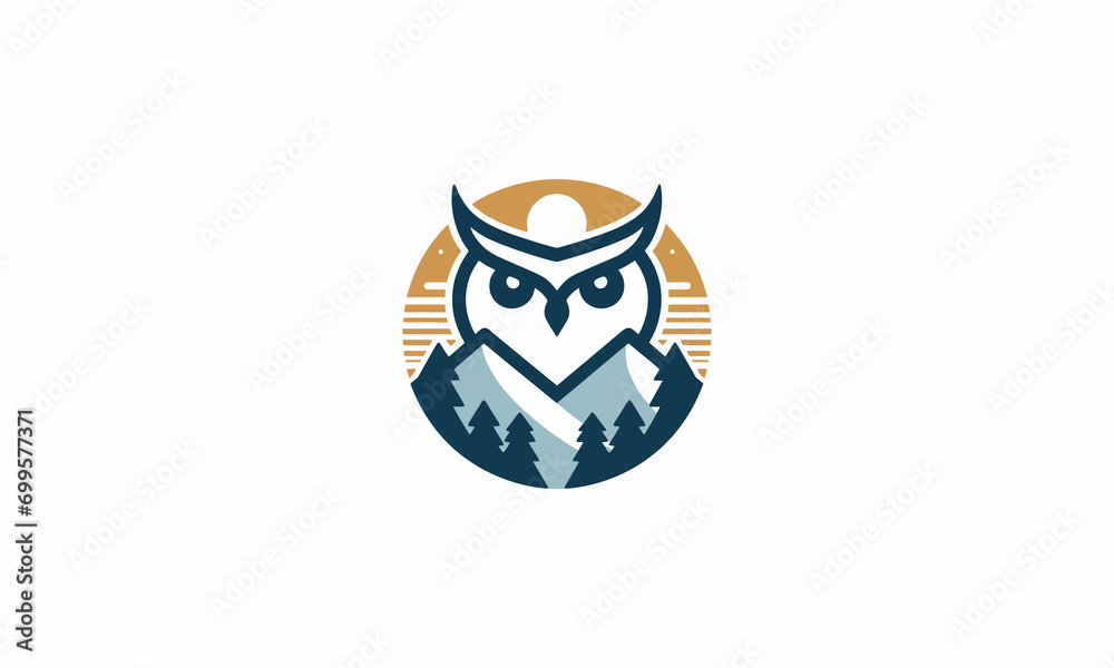 head owl on mountain vector logo flat design head owl on mountain vector logo flat design