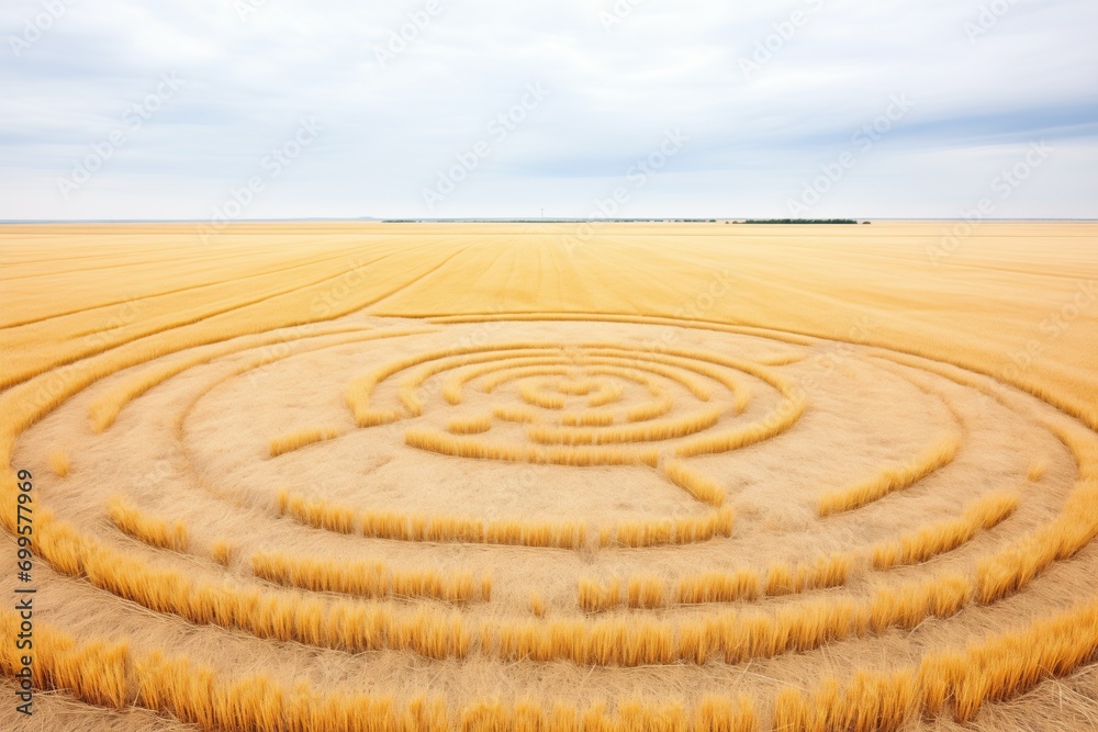 crop circles in a wheat field with no visible human presence crop circles in a wheat field with no visible human presence