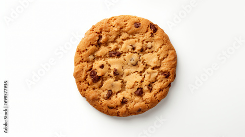 Granola cookie white background top view