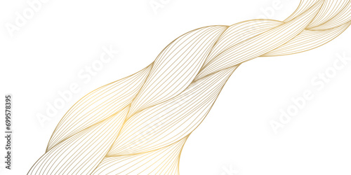 Vector gold wave pattern, abstract luxury background. Elegant design element, curve premium wallpaper, minimal line illustration banner