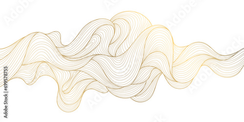 Vector gold wave pattern, abstract luxury background. Elegant design element, curve premium wallpaper, minimal line illustration banner