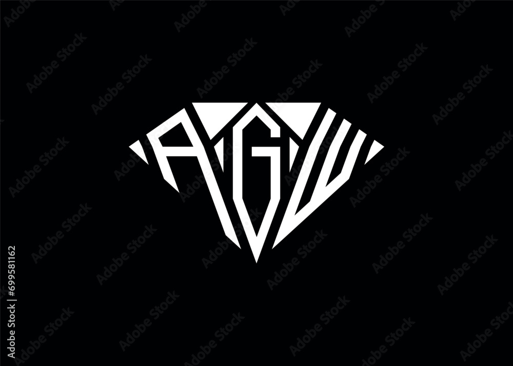 Modern letter A G W diamond shape logo And initial monogram A G W letter logo vector template. Modern letter A G W diamond shape logo And initial monogram A G W letter logo vector template.