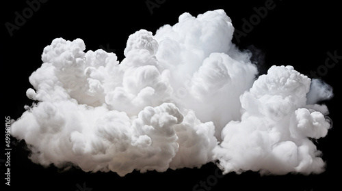 White cloud on isolated black background - ai generative