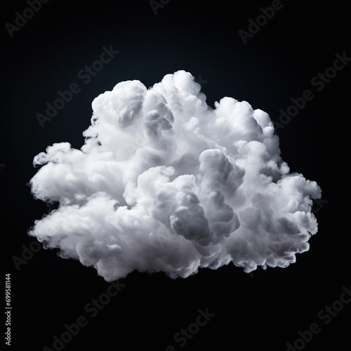 White cloud on isolated black background - ai generative