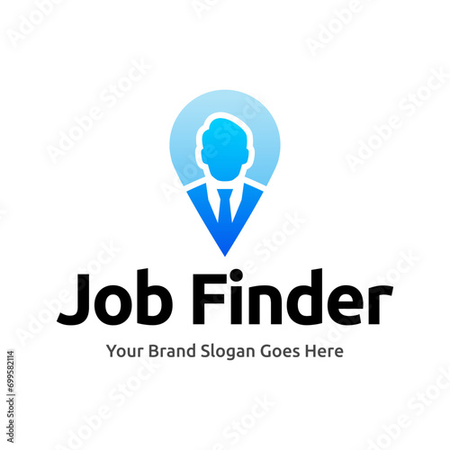 Free Download Job logo finder design template. Creative concept of digital find job vector illustration. - GFXLoad