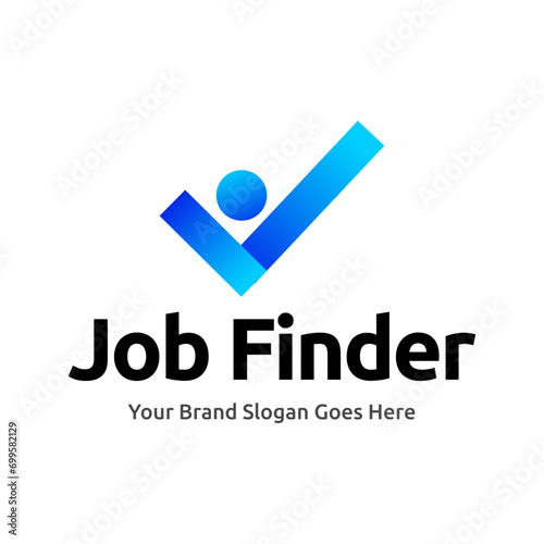 Job logo finder design template. Creative concept of digital find job vector illustration. photo