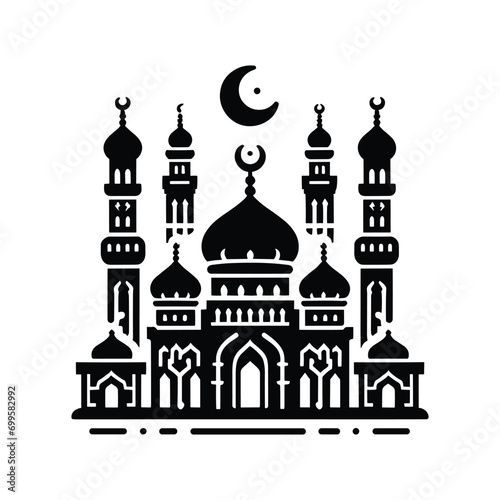 Set of mosque silhouettes isolated on a white background, Vector illustration.