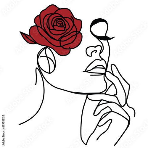 Woman pink rose