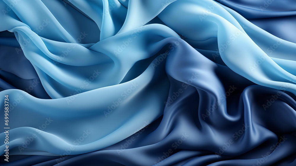 Blue Crumpled Silk Background. Generative AI Blue Crumpled Silk Background. Generative AI