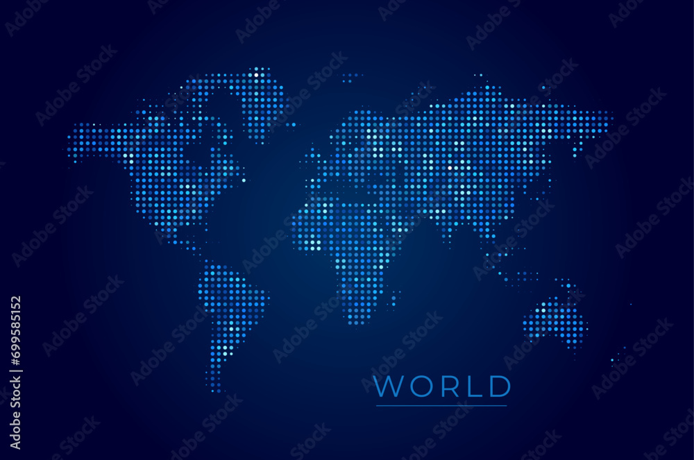 Dotted map of the world. Vector illustration. Flat style
Dotted map of the world. Vector illustration. Flat style