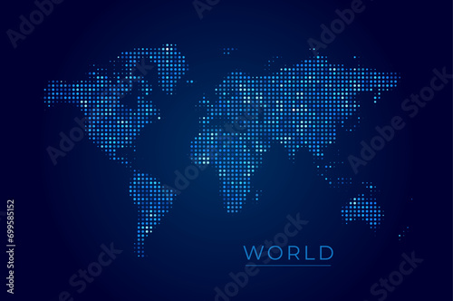 Dotted map of the world. Vector illustration. Flat style

