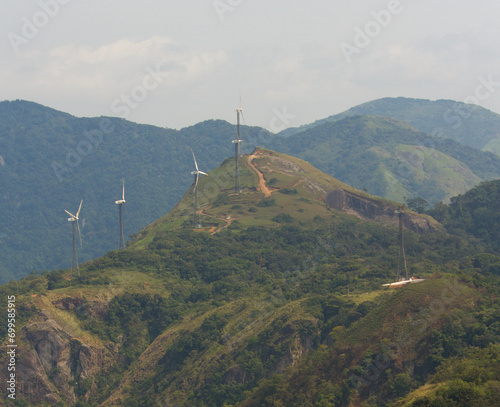 View of operational wind turbine farm