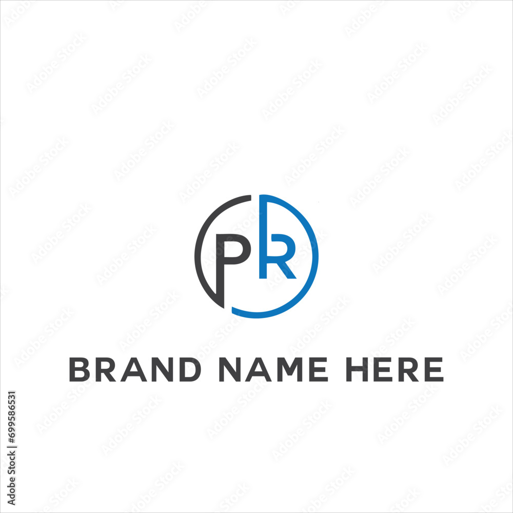 PR logo. P R design. White PR letter. PR, P R letter logo design. Initial letter PR linked circle uppercase monogram logo. P R letter logo vector design.