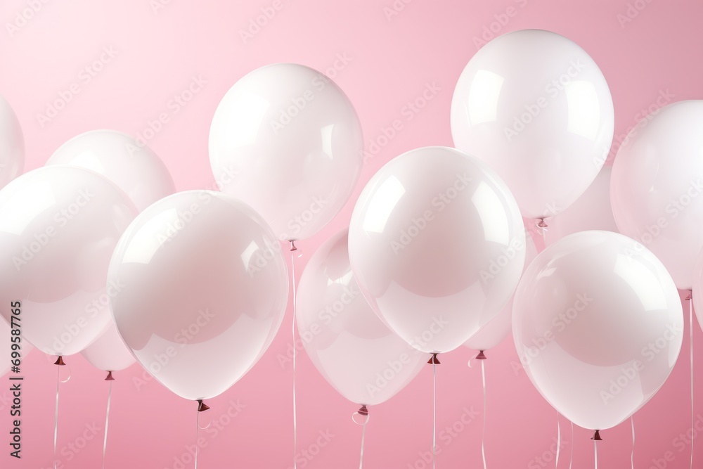 Balloons in the centre of pink background, the concept of a holiday, party, sales, opening ceremonies