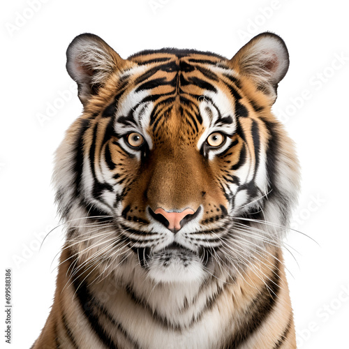 Bengal Tiger Close-Up Photo  Half Body of a Fierce Wild Animal  Isolated on Transparent Background  PNG