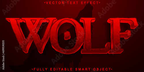 Red Wolf Vector Fully Editable Smart Object Text Effect