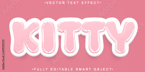 Soft Pink Kitty Vector Fully Editable Smart Object Text Effect © HUMA