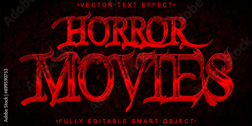 Red Horror Movies Vector Fully Editable Smart Object Text Effect