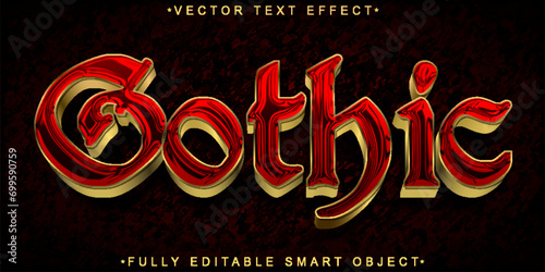 Medieval Gothic Red Vector Fully Editable Smart Object Text Effect