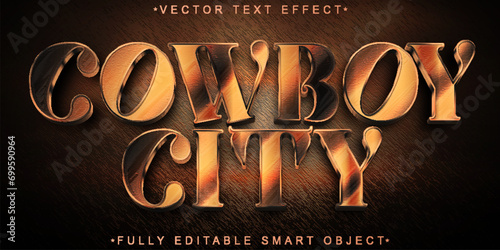 Bronze Western Cowboy City Vector Fully Editable Smart Object Text Effect