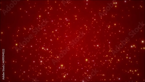 Chinese New year on red backgrounds and Sparkling glowing stars gold particles.
