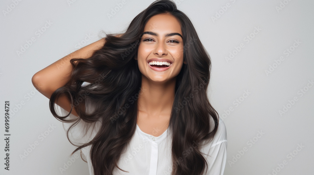 Obraz na płótnie beautiful Indian woman with shiny hair w salonie