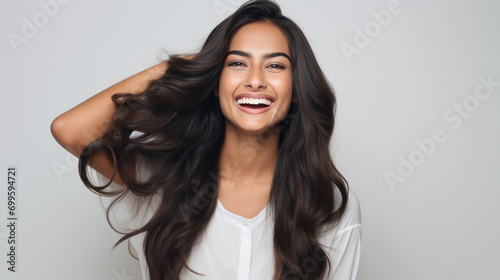 beautiful Indian woman with shiny hair photo