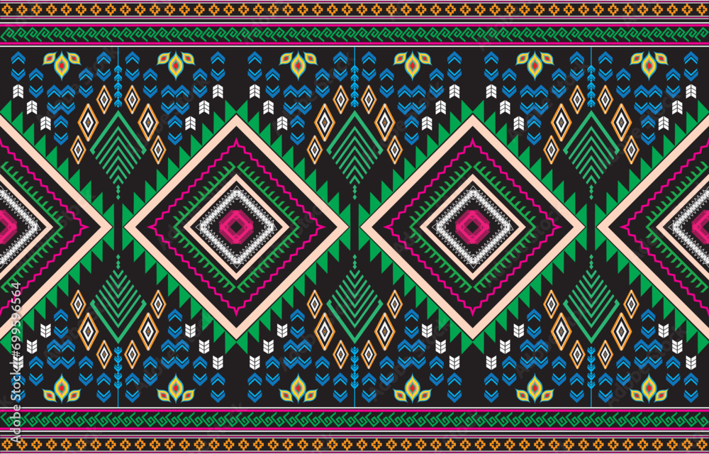 tribal ethnic themes geometric seamless background with a Peruvian american indigenous pattern. Textile print with rich native American tribal themes in an ethnic traditional style. 