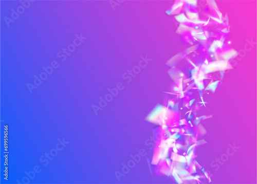 Iridescent Glitter. Purple Laser Background. Falling Tinsel. Party Design. Blur Festival Illustration. Hologram Sparkles. Bright Foil. Glamour Art. Pink Iridescent Glitter