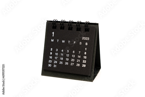 January calendar 2023 desktop isolated on white background
