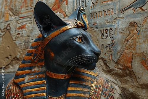 Bastet the the celestial lioness ancient egypt hieroglyphic photo