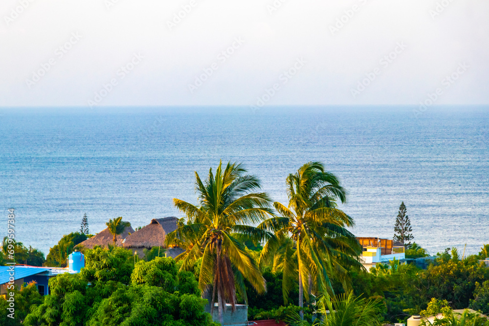 Beautiful city seascape landscape natural panorama view Puerto Escondido Mexico.