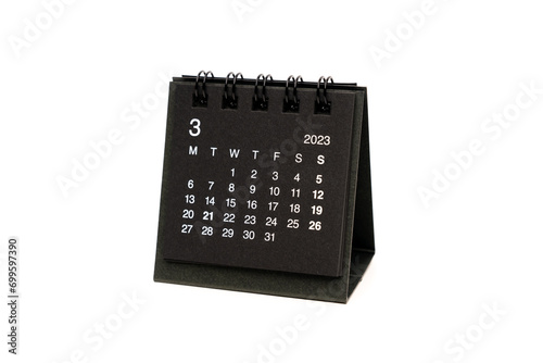 March calendar 2023 desktop isolated on white background