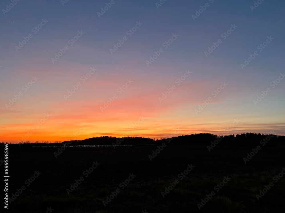 Fototapeta premium sunset over the field